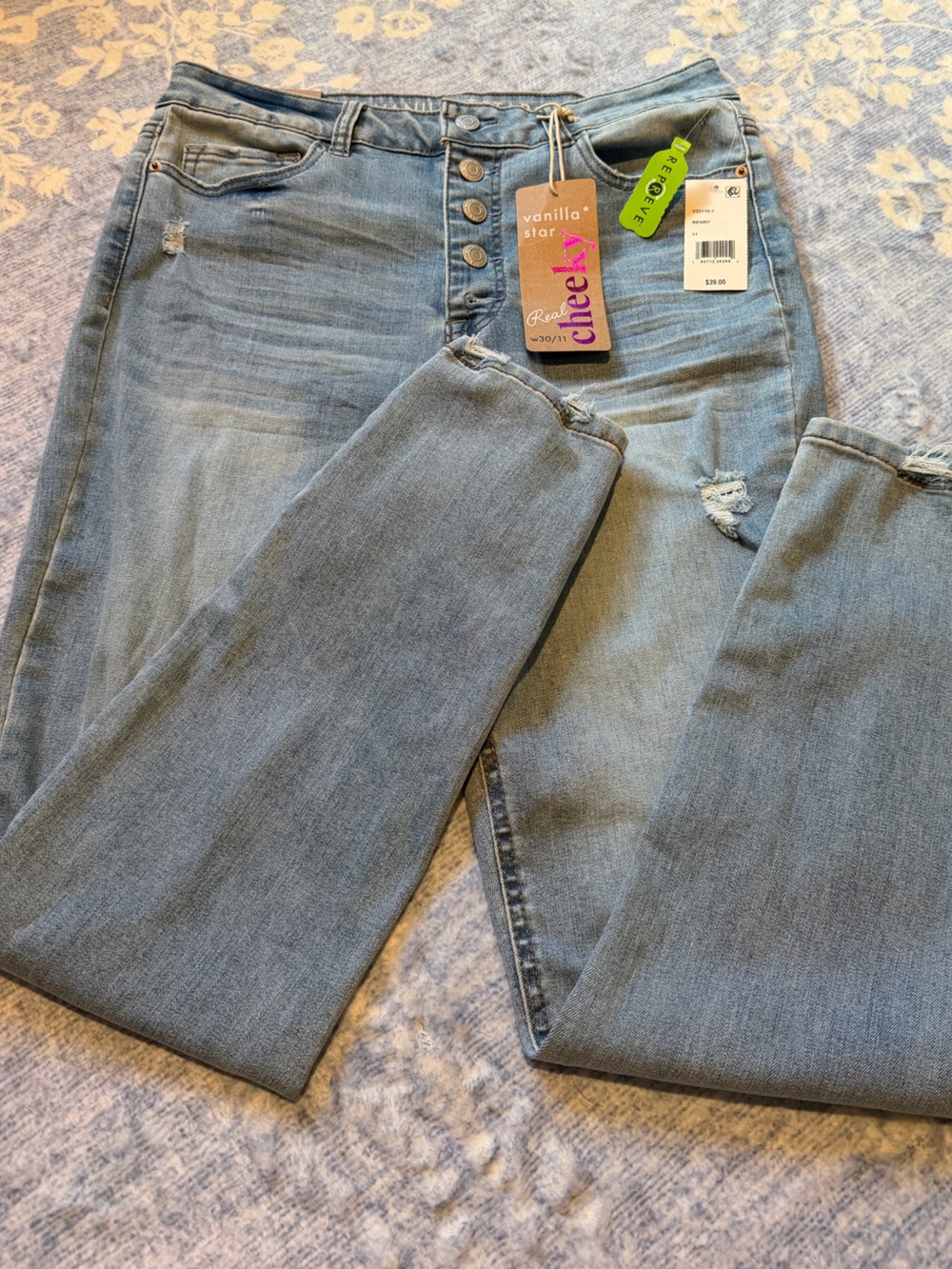 Vanilla Star Light Blue High-Rise Button-Fly Jeans